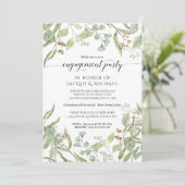 婚約パーティウォーターカラーユーカリ葉スブルー 招待状 (スタンド正面)