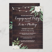 婚約パーティウッドホワイトフラワーシャワー招待状 招待状 (正面/裏面)