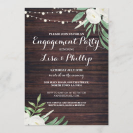 婚約パーティウッドホワイトフラワーシャワー招待状 招待状