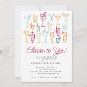 婚約パーティカクテルハモダンンドスケッチ 招待状 (正面)