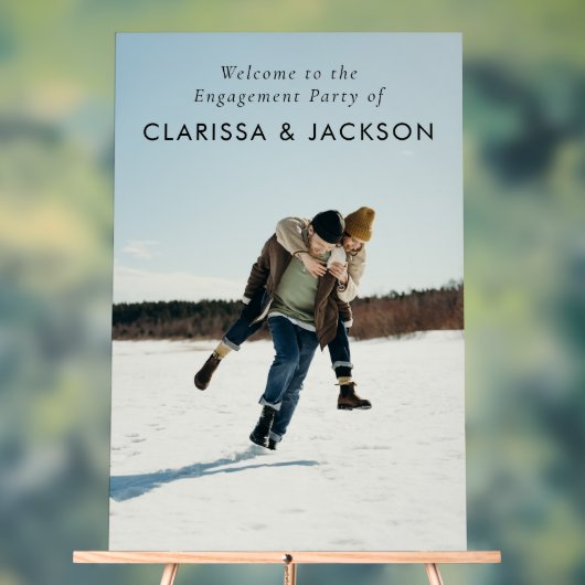 婚約パーティカスタムフォトモダン歓迎 アクリルサイン (ニュートラル)