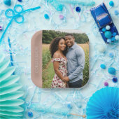 婚約パーティカスタム写真紙 ペーパープレート (パーティー)