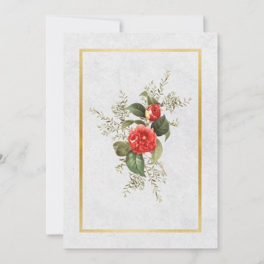 婚約パーティカップルシャワークリスマスレッド金ゴールド 招待状 (裏面)