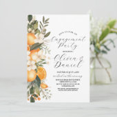 婚約パーティカップルシャワーフルーツ花模様 招待状 (スタンド正面)