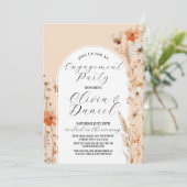 婚約パーティカップルシャワーボホ花模様 招待状 (スタンド正面)