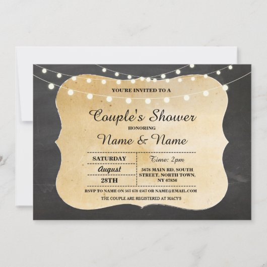 婚約パーティカップルシャワー黒板招待状 招待状 (正面)