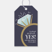 婚約パーティグラフィック金ゴールドリング感謝していユー ギフトタグ (正面)