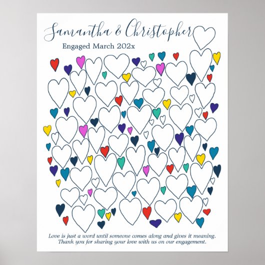 婚約パーティゲストブックポスター ポスター (正面)