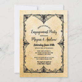 婚約パーティゴシックフレームハロウィーンこうもり 招待状