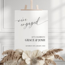 婚約パーティサインテンプレートミニマリストエレガント、