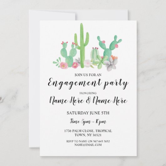 婚約パーティサボサボサボサボサボサボサワカラー招待状 招待状 (正面)