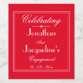 婚約パーティシックなスクリプト名前をカスタムするレッド ワインラベル (シングルラベル)