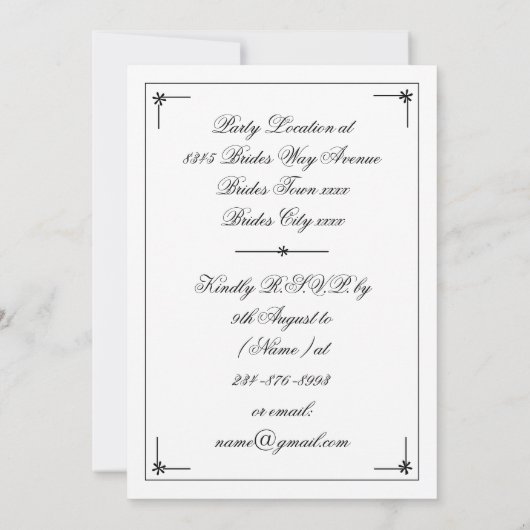 婚約パーティシックエレガントパーソナライズされたパーティー 招待状 (裏面)