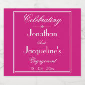 婚約パーティシックエレガントScript Magenta スパークリングワインラベル (シングルラベル)