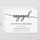 婚約パーティシック書道ブラック&ホワイト 招待状 (正面)