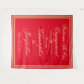 婚約パーティシックPhotoBooth赤金ゴールド背景 タペストリー (正面(横))