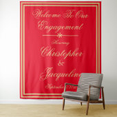 婚約パーティシックPhotoBooth赤金ゴールド背景 タペストリー (インサイチュ)