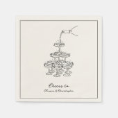 婚約パーティシャンパンタワースケッチナプキンス スタンダードカクテルナプキン (正面)