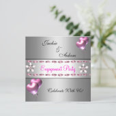 婚約パーティシルバーピンクフローラバルーン 招待状 (スタンド正面)