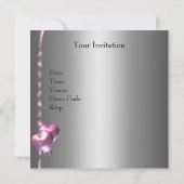 婚約パーティシルバーピンクフローラバルーン 招待状 (裏面)