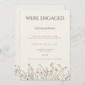 婚約パーティシンプルボホワイルドフラワー招待状 招待状 (正面/裏面)