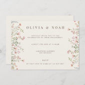 婚約パーティシンプルボホワイルドフラワー招待状 招待状 (正面/裏面)