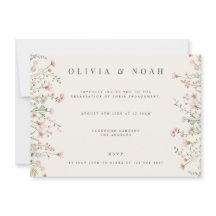 婚約パーティシンプルボホワイルドフラワー招待状
