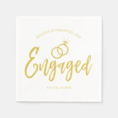 婚約パーティスクリプトレタリング金ゴールド スタンダードカクテルナプキン (正面)
