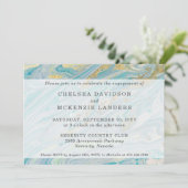 婚約パーティターコイズ&金ゴールドマーブルゲーデ 招待状 (スタンド正面)