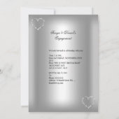 婚約パーティダイヤモンドハートホワイトシルバーボウ2 招待状 (裏面)