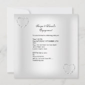 婚約パーティダイヤモンドハートホワイトシルバーボウ 招待状 (裏面)