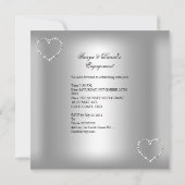 婚約パーティダイヤモンドハートホワイトシルバーボウ 招待状 (裏面)