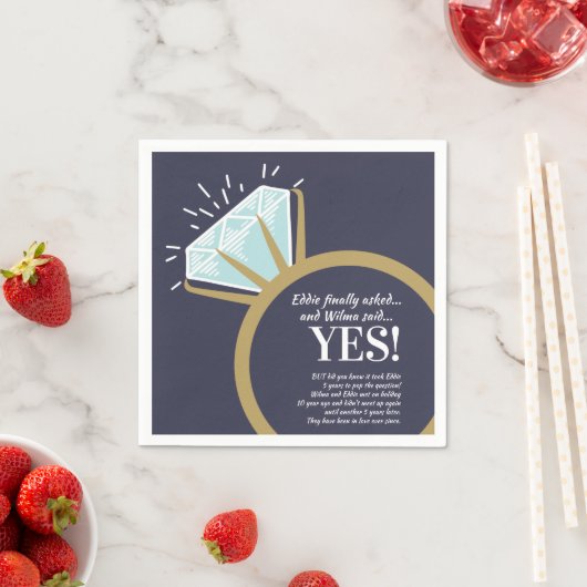 婚約パーティダイヤモンドリングとおもしろいファクトナプキン スタンダードカクテルナプキン (インサイチュ)