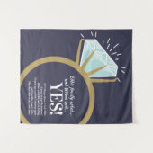 婚約パーティダイヤモンドリングとおもしろいファクト タペストリー (正面(横))