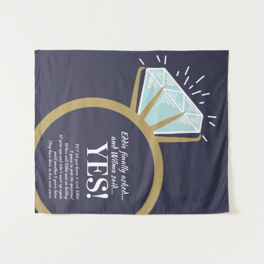 婚約パーティダイヤモンドリングとおもしろいファクト タペストリー (正面(横))