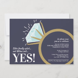 婚約パーティダイヤモンド金ゴールドリンググラフィック写真 招待状