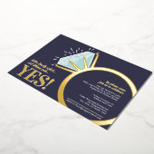 婚約パーティダイヤモンド金ゴールドリンググラフィック写真 箔招待状 (回転した状態)