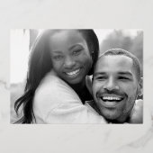 婚約パーティダイヤモンド金ゴールドリンググラフィック写真 箔招待状 (裏面)