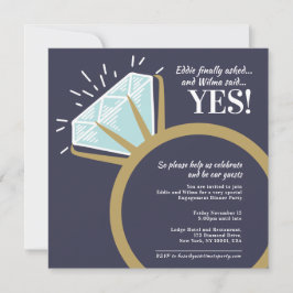 婚約パーティダイヤモンド金ゴールドリンググラフィック 招待状