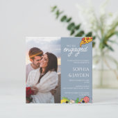 婚約パーティダスティブルーピザモダン 招待状 (スタンド正面)