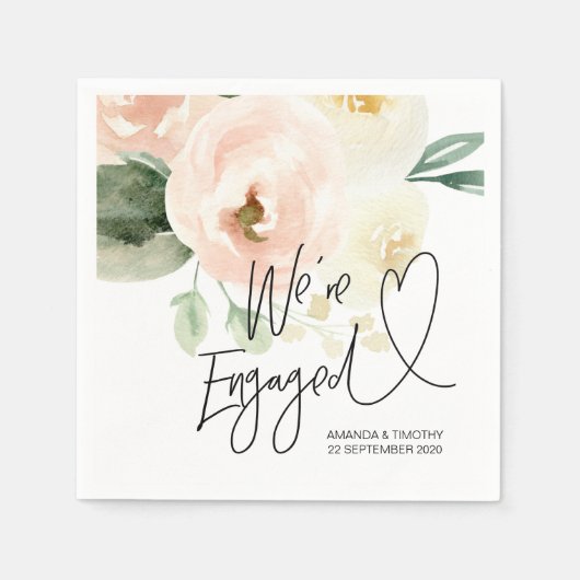 婚約パーティデコレーション春ピンクフローラ スタンダードカクテルナプキン (正面)