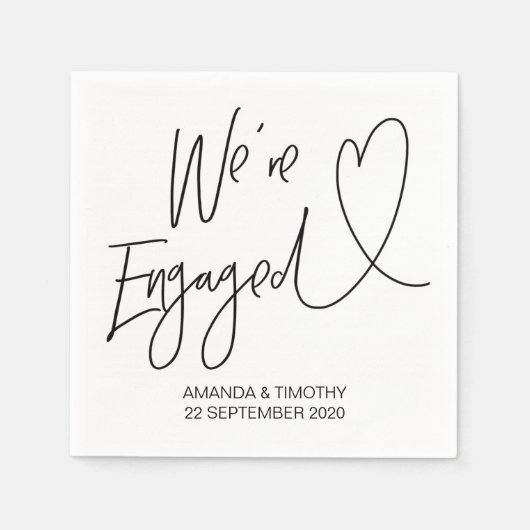 婚約パーティデコーカスタムル婚約ナプキンス スタンダードカクテルナプキン (正面)