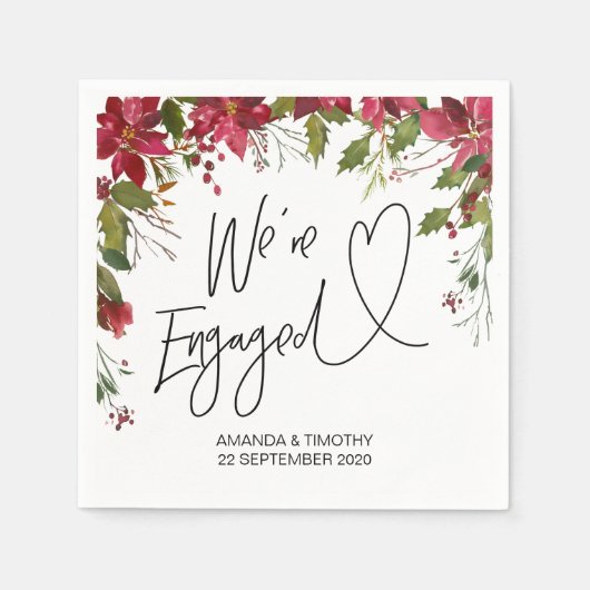 婚約パーティデコールクリスマスお祝い スタンダードカクテルナプキン (正面)