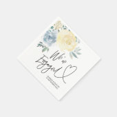 婚約パーティデコールサマーブルーフローラ スタンダードカクテルナプキン (角)