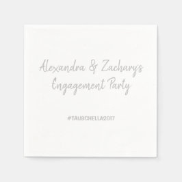 婚約パーティナプキンとハッシュタグシルバー スタンダードカクテルナプキン