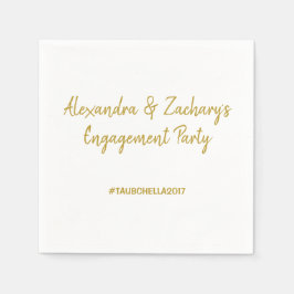 婚約パーティナプキンとハッシュタグ金ゴールド スタンダードカクテルナプキン