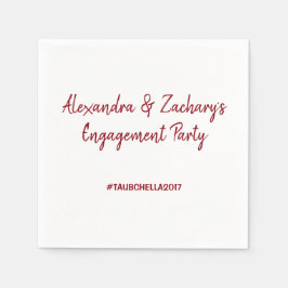 婚約パーティナプキンスwハッシュタグ深いレッド スタンダードカクテルナプキン