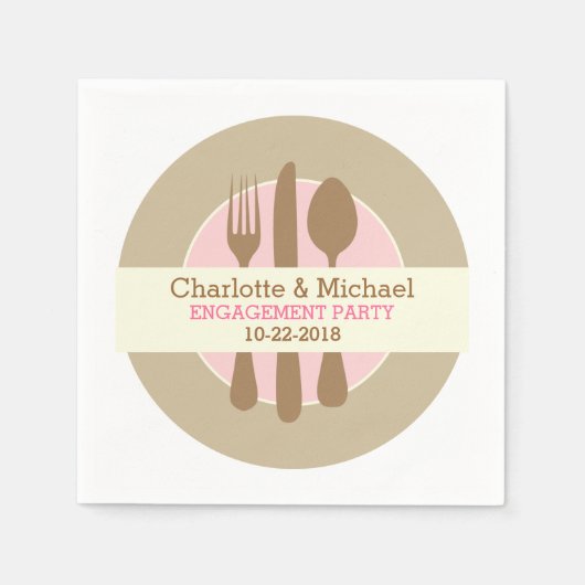 婚約パーティパーソナライズされたナプキン スタンダードカクテルナプキン (正面)