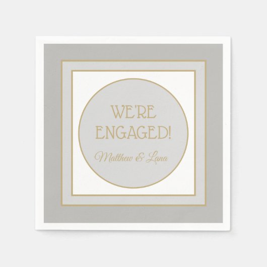 婚約パーティパーソナライズされたナプキン スタンダードカクテルナプキン (正面)