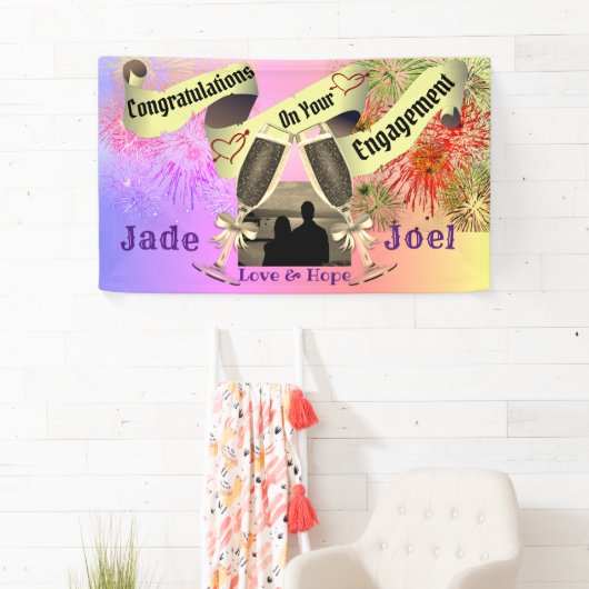 婚約パーティパーソナライズされた写真 横断幕 (インサイチュ)